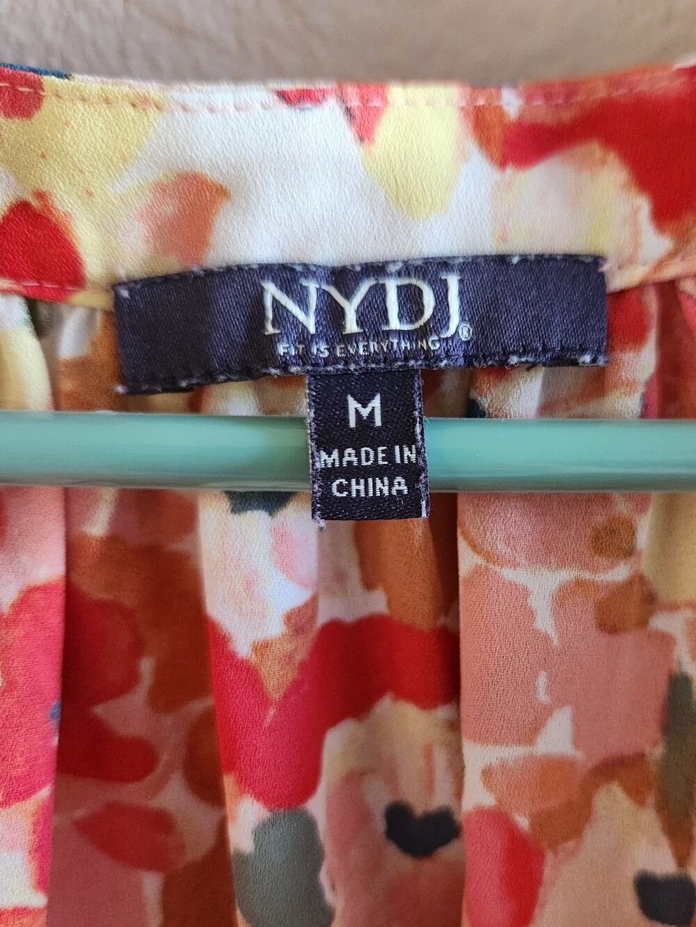 NYDJ Orange Floral Blouse M - Picture 2 of 4